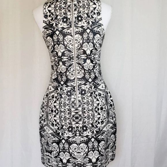 MINKPINK Faux Leather Bodycon Scroll Floral Dress - Picture 3 of 11